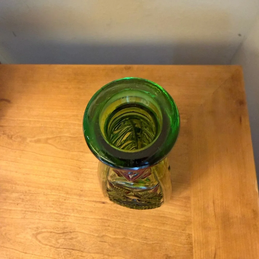 Vintage Empoli Italian Emerald Green Art Glass Bottle Vase 12